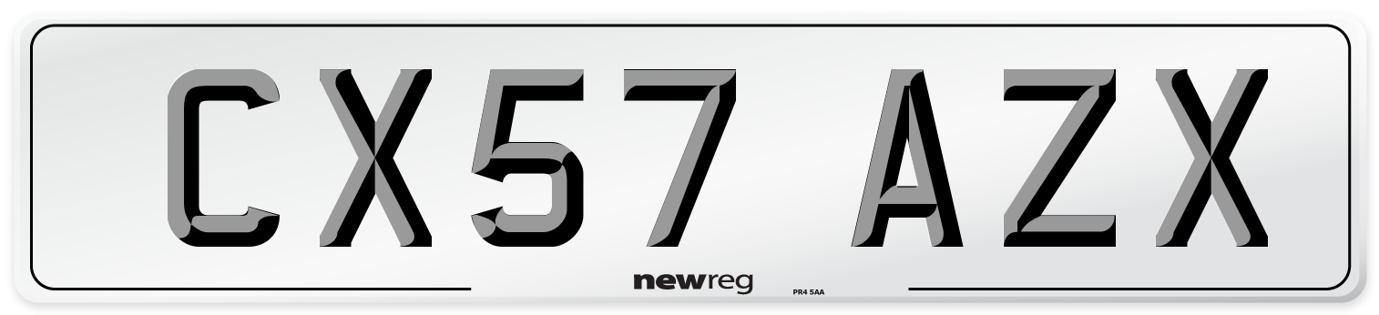 CX57 AZX Number Plate from New Reg